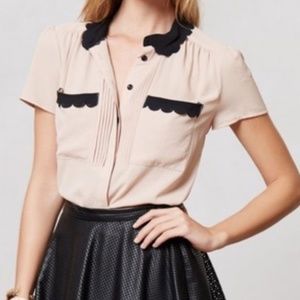 *NWOT* ANTHROPOLOGIE pale pink scalloped blouse